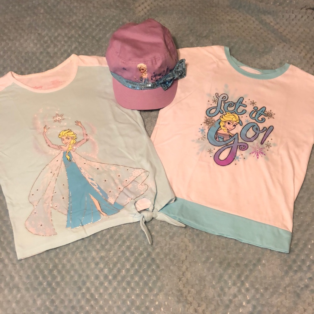 ❄️Disney Frozen jumping beans shirts & hat❄️